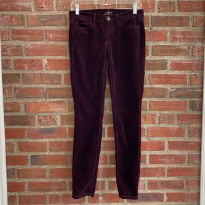 LOFT Modern Skinny Burgundy Corduroy Pants